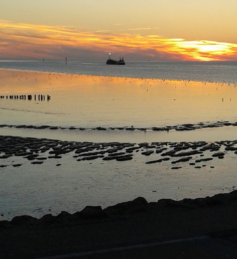 Ondergaande zon in Fryslân